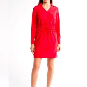 BNWT - Calvin Klein Comm Long Sleeve Shirtdress, Color Lipstick, Size 14